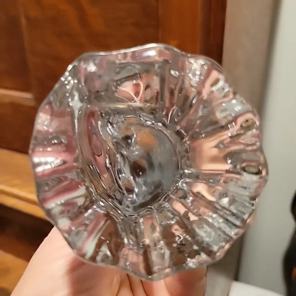80s Crystal Madonna Virgin Mary and Baby Jesus Clear Glass 5.25